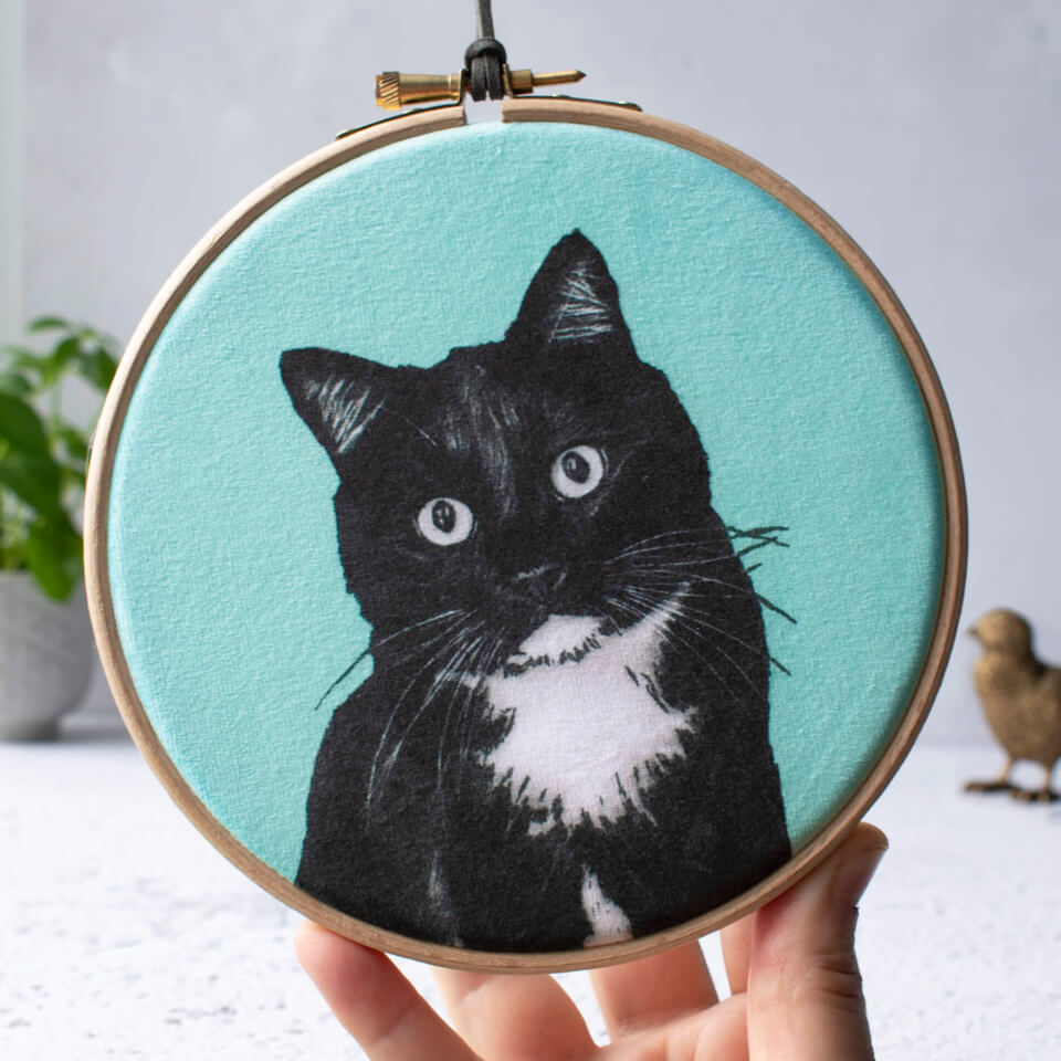 Personalised Pet Portrait Velvet Hoop Wall Hanging