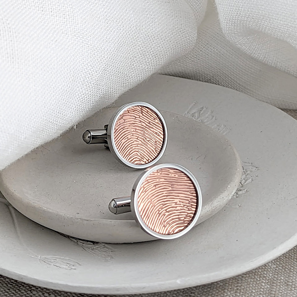 Fingerprint Cufflinks ~ Third Anniversary Copper Gift