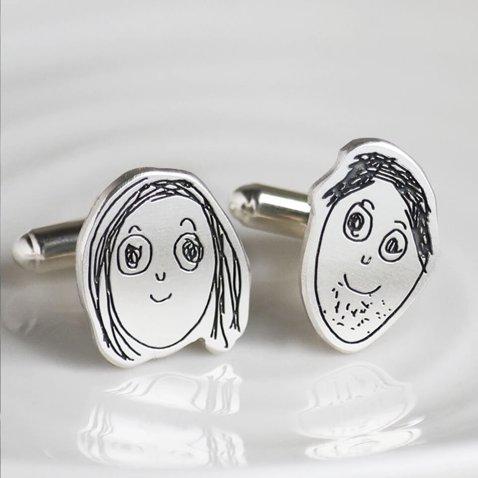 Personalised Childs Drawing Cufflinks in Sterling SIlver or Solid Gold
