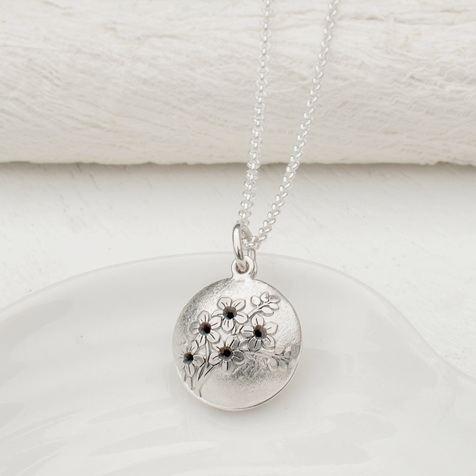 Cremation Ashes Memorial Jewellery | Forget Me Not Flowers Ashes Necklace