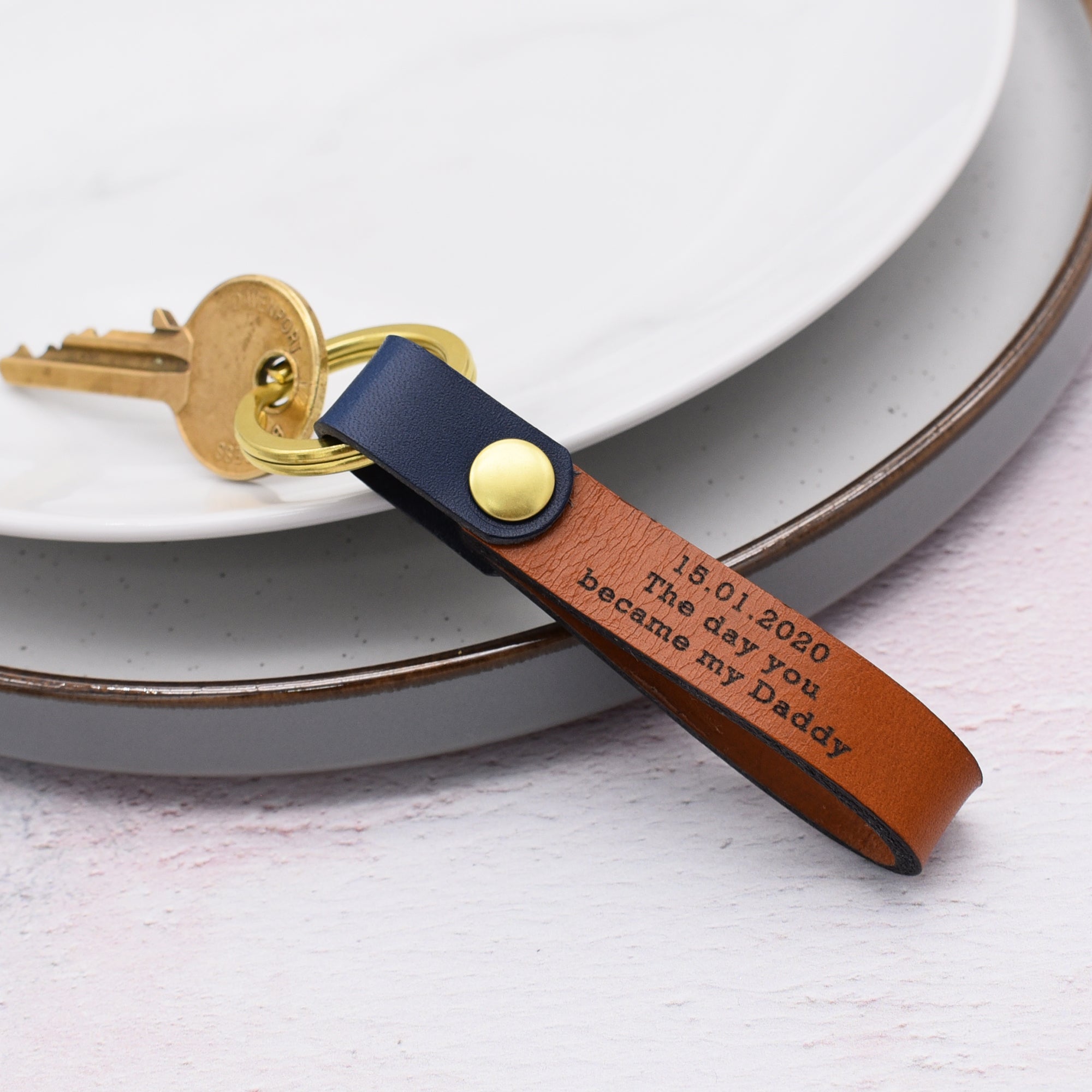 The Day I Became Your Daddy Personalised Leather Keyring