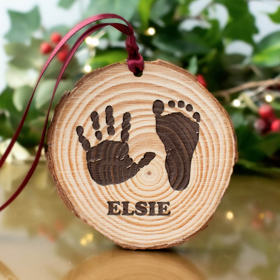 Baby Handprint and Footprint Personalised Christmas Decoration