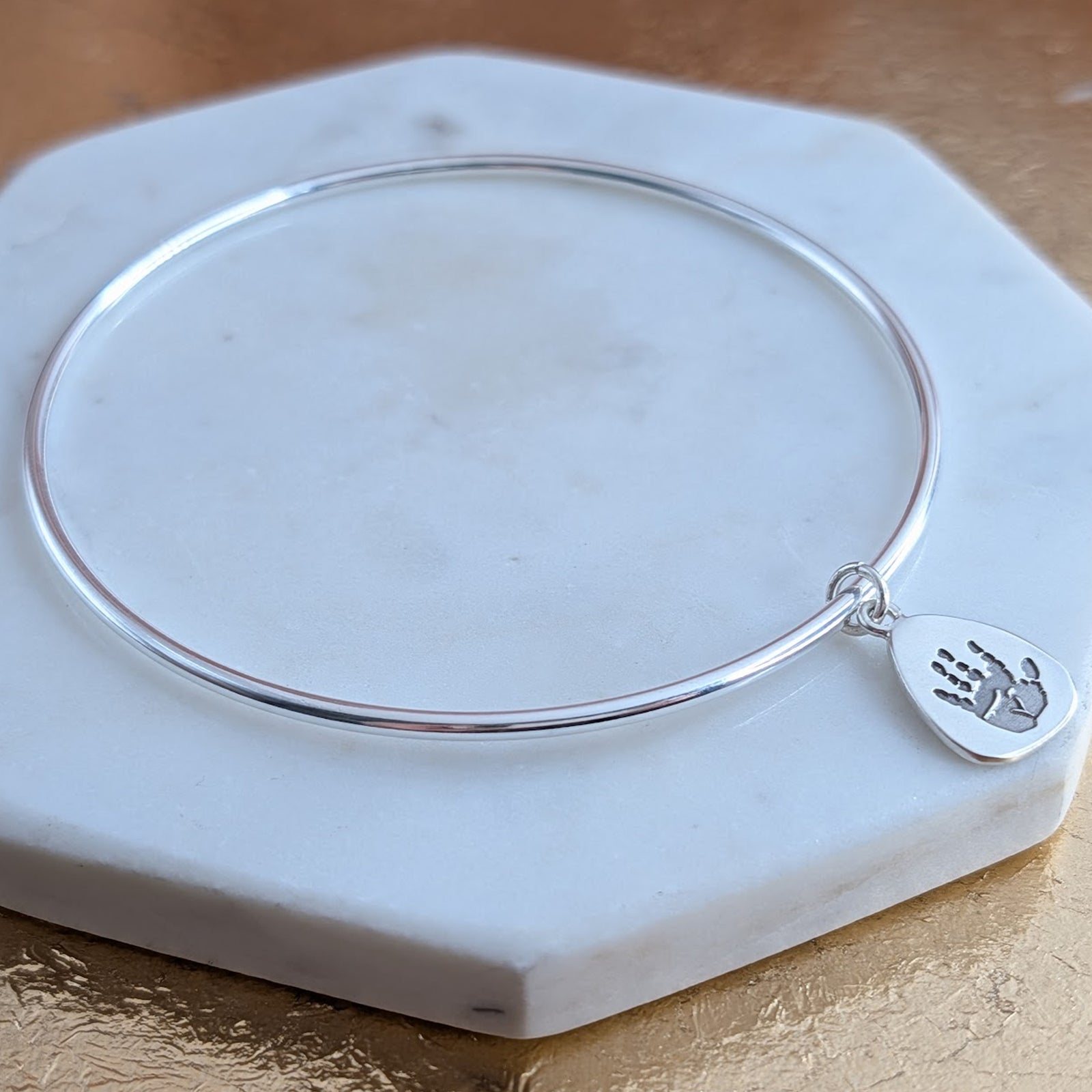 Baby handprint Footprint Charm Bangle