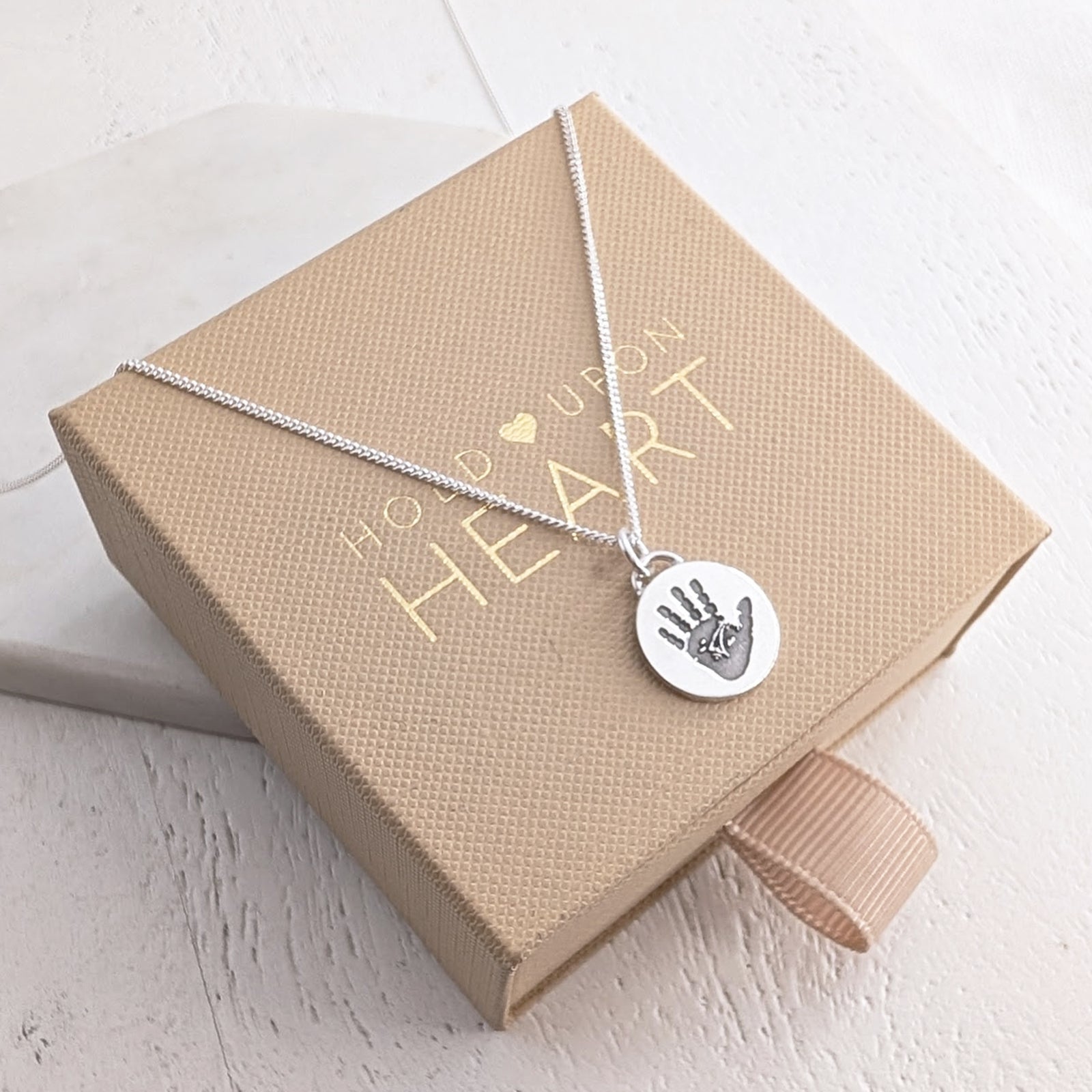 DAINTY DISC HAND or FOOTPRINT CHARM