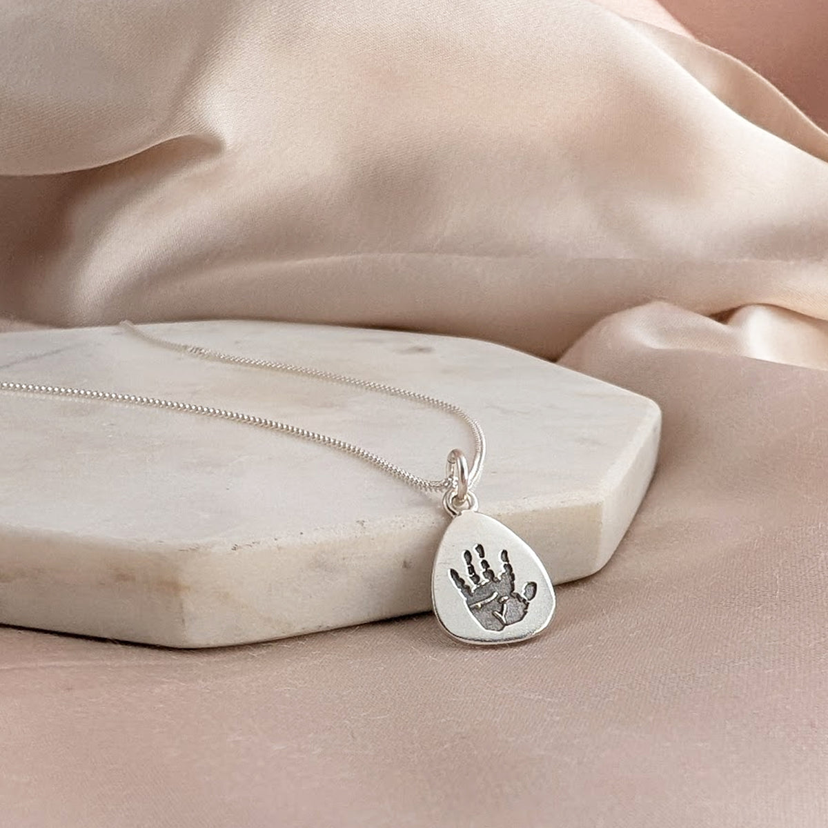 DAINTY DROPLET HAND or FOOTPRINT CHARM