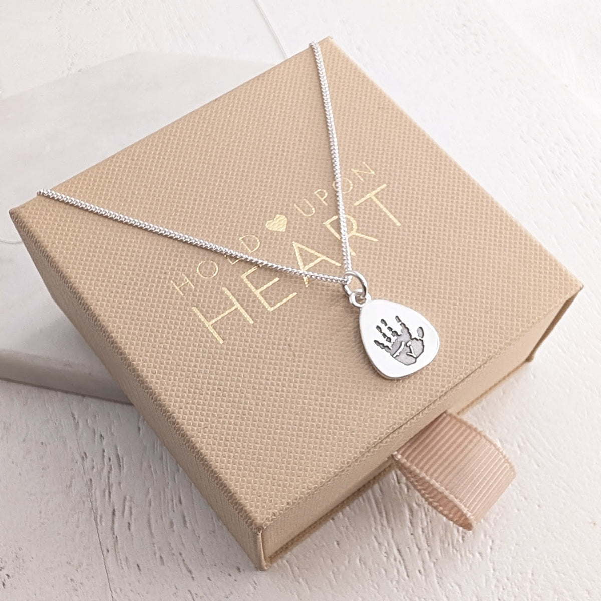 DAINTY DROPLET HAND or FOOTPRINT CHARM