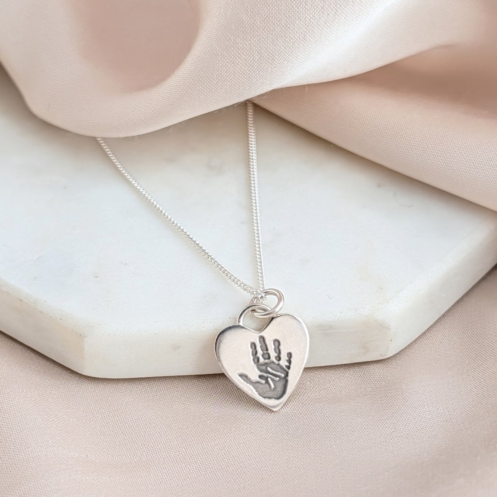 DAINTY HEART HAND or FOOTPRINT CHARM