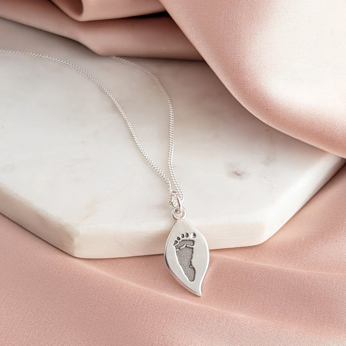 DAINTY LEAF HAND or FOOTPRINT CHARM