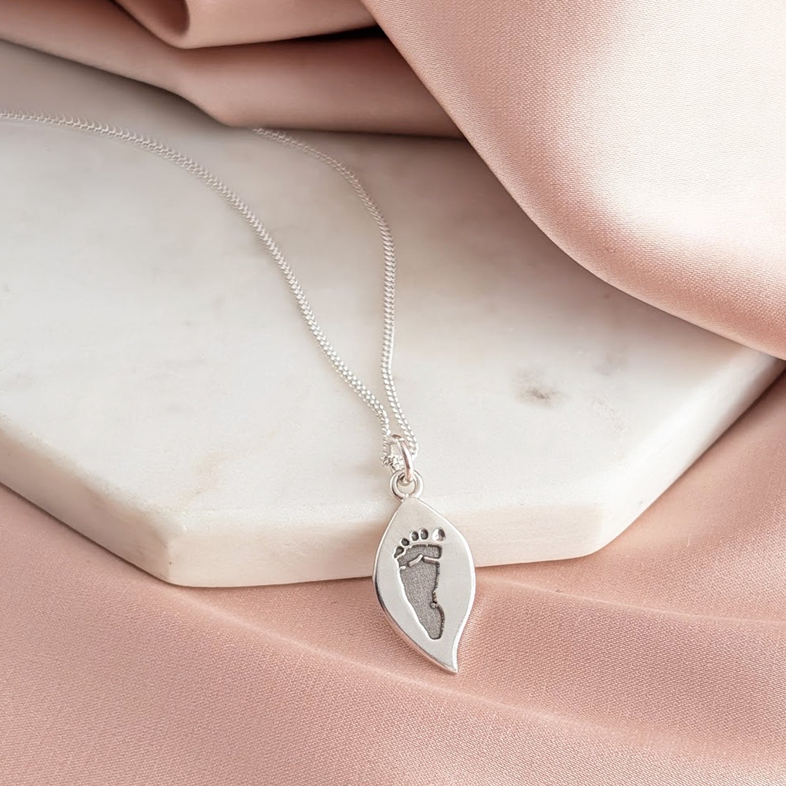 DAINTY LEAF HAND or FOOTPRINT CHARM