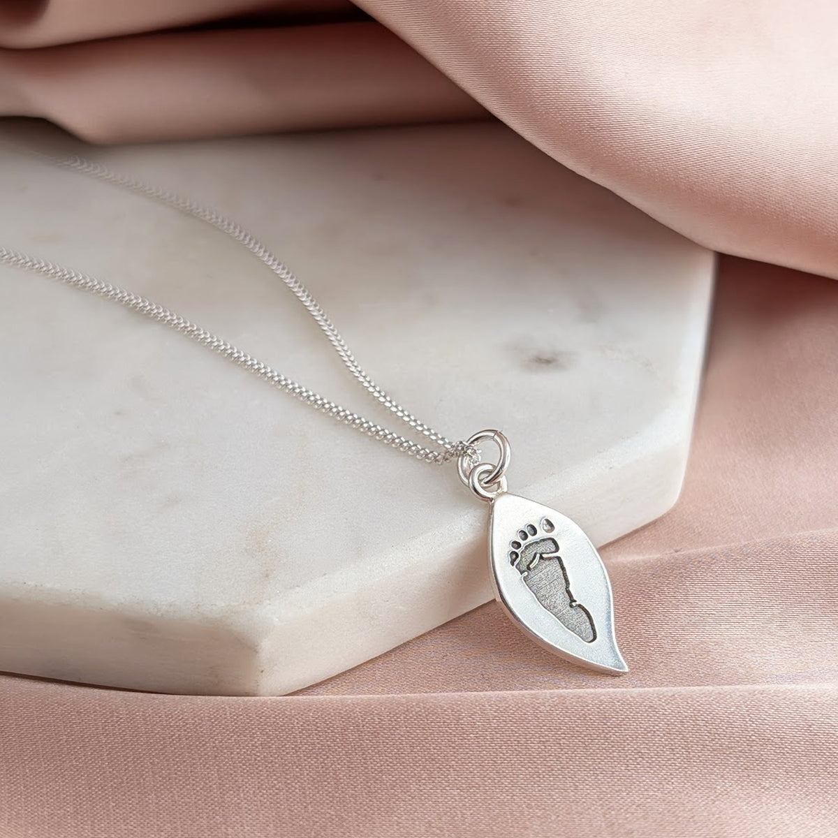DAINTY LEAF HAND or FOOTPRINT CHARM