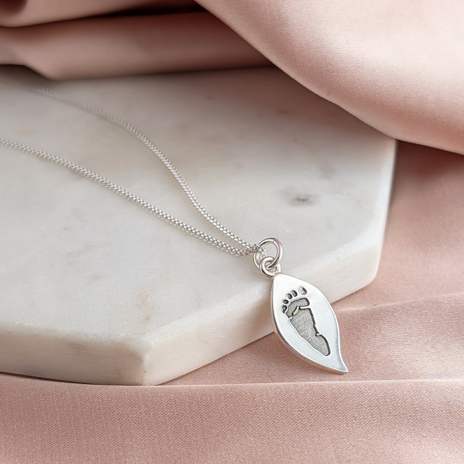 DAINTY LEAF HAND or FOOTPRINT CHARM
