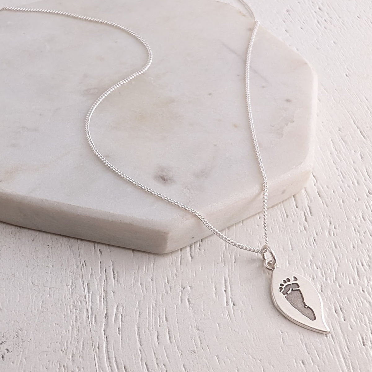 DAINTY LEAF HAND or FOOTPRINT CHARM