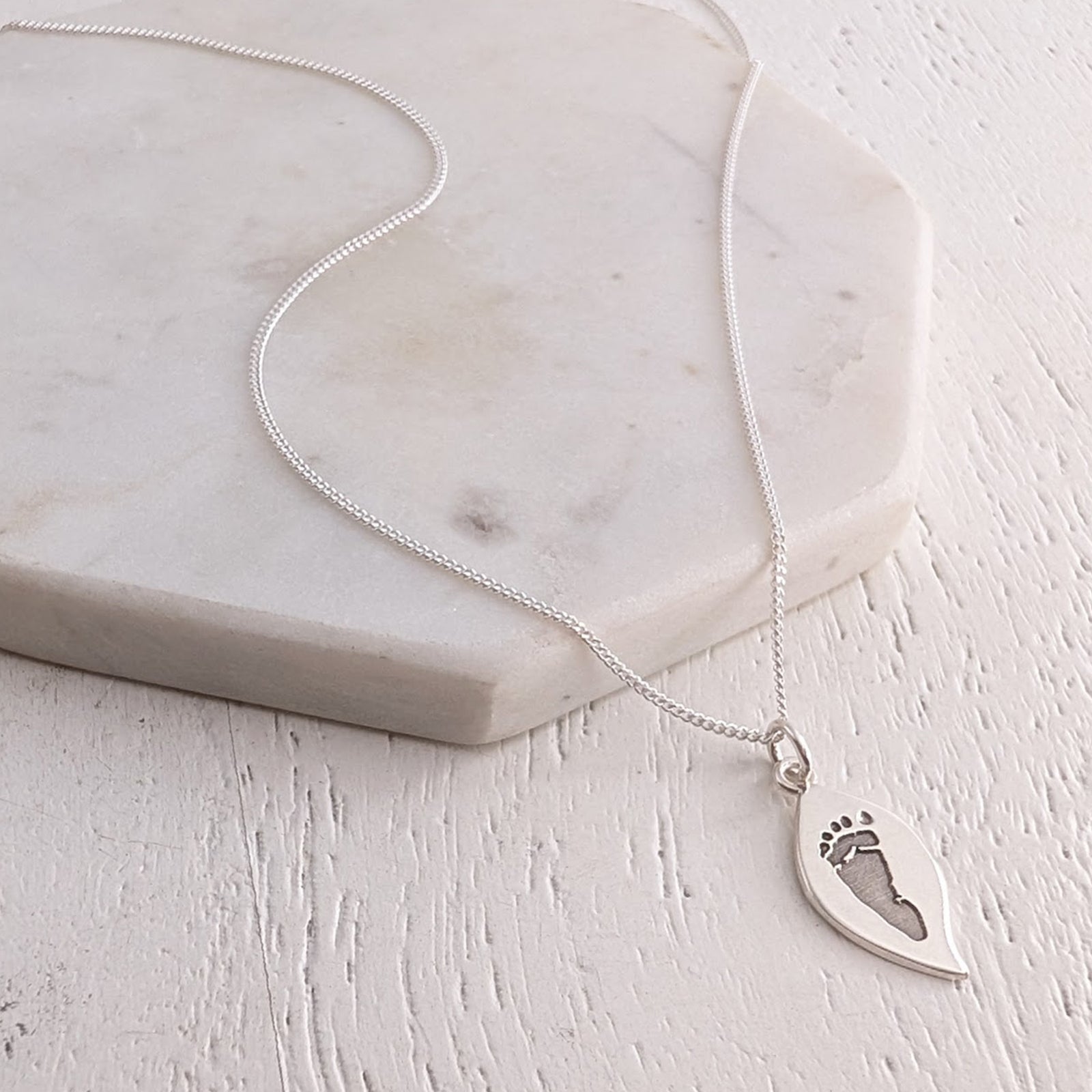 DAINTY LEAF HAND or FOOTPRINT CHARM