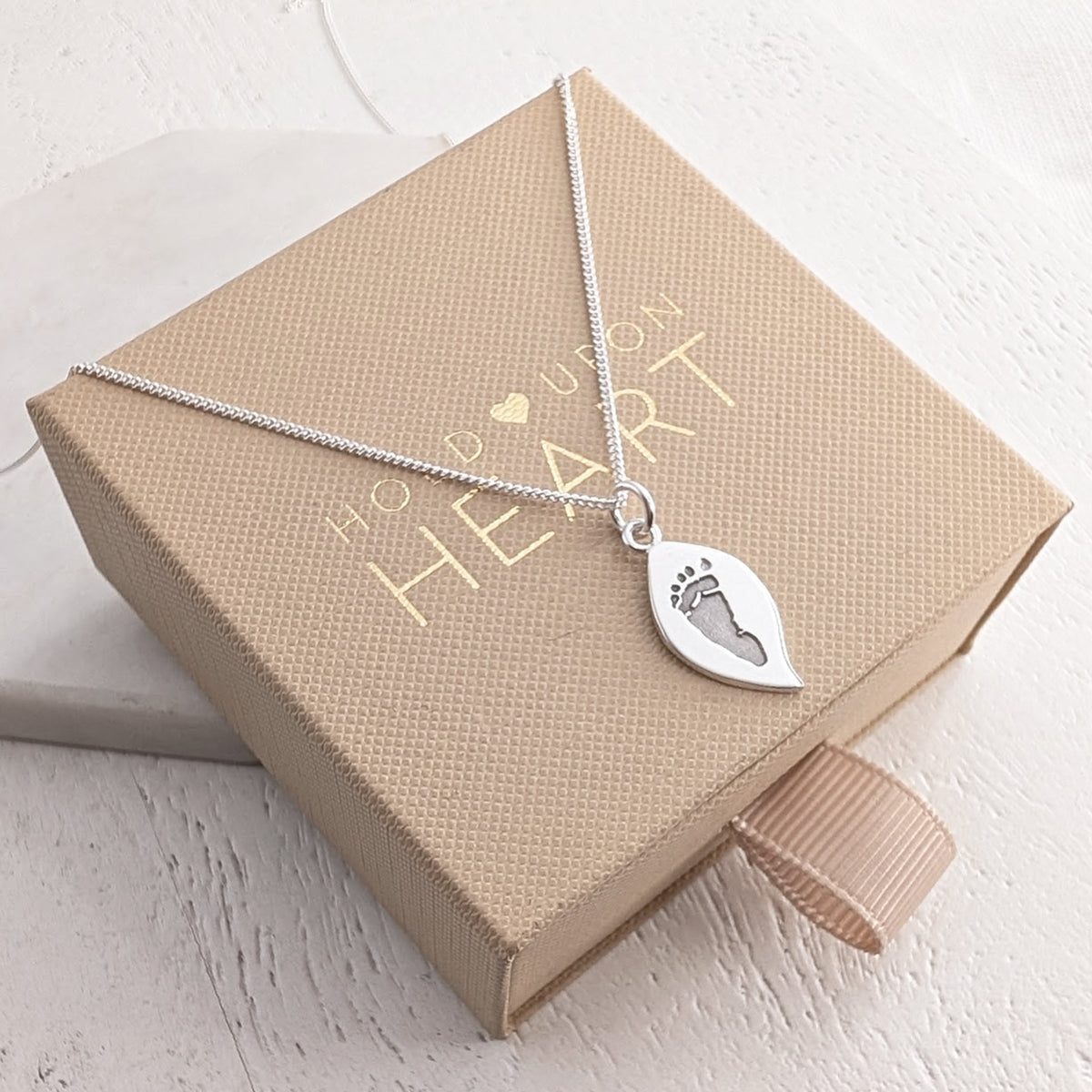 DAINTY LEAF HAND or FOOTPRINT CHARM