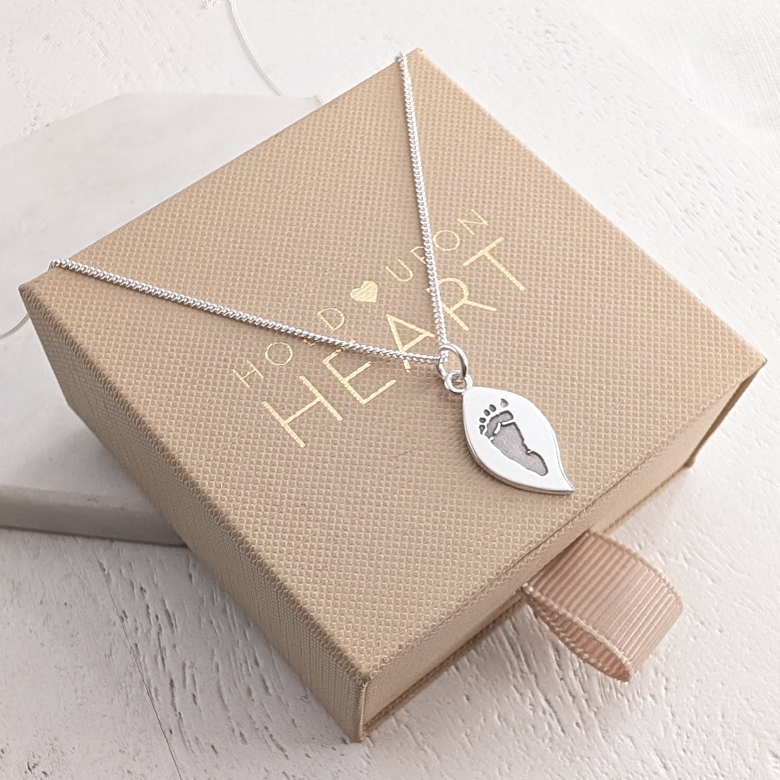 DAINTY LEAF HAND or FOOTPRINT CHARM