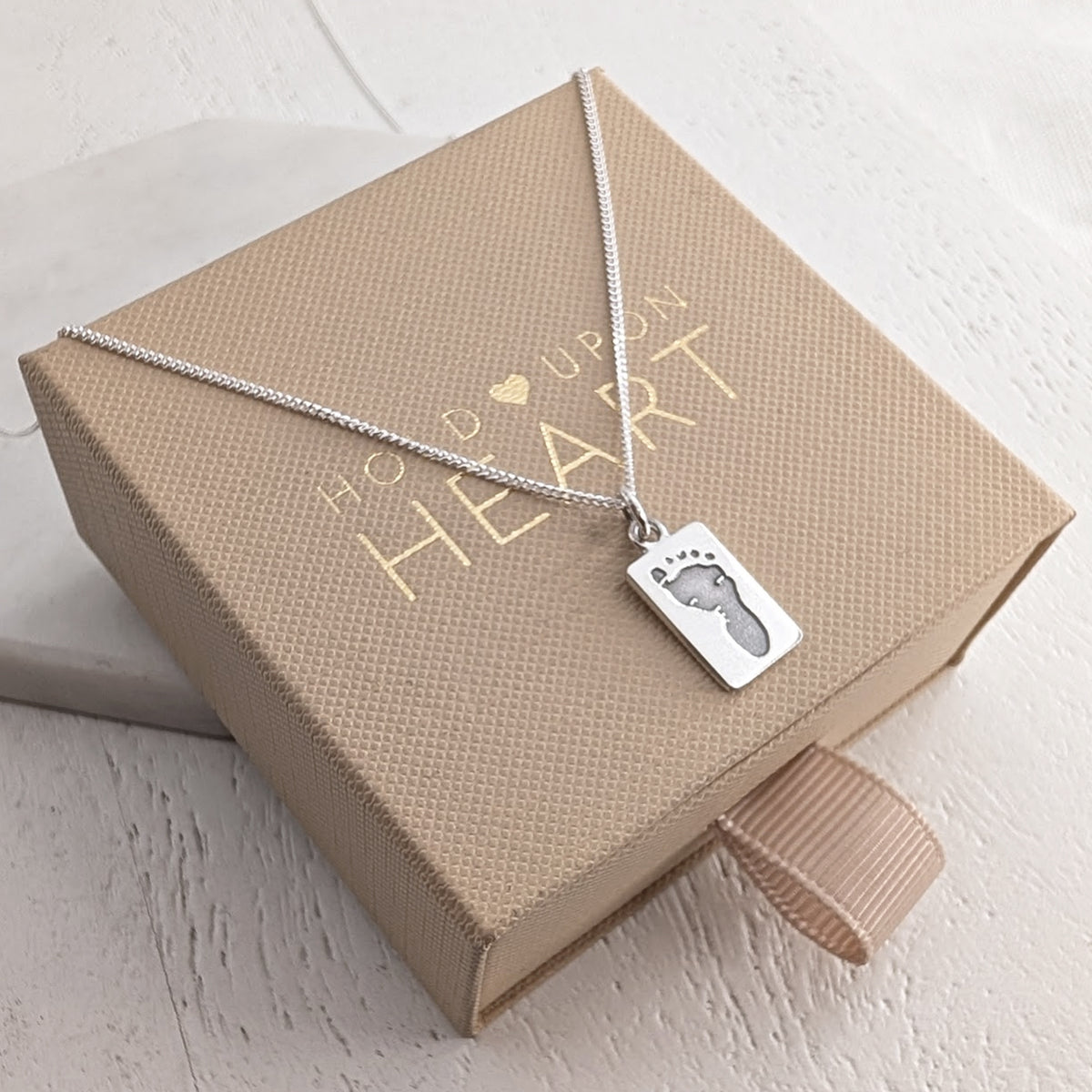 DAINTY TAG HAND or FOOTPRINT CHARM