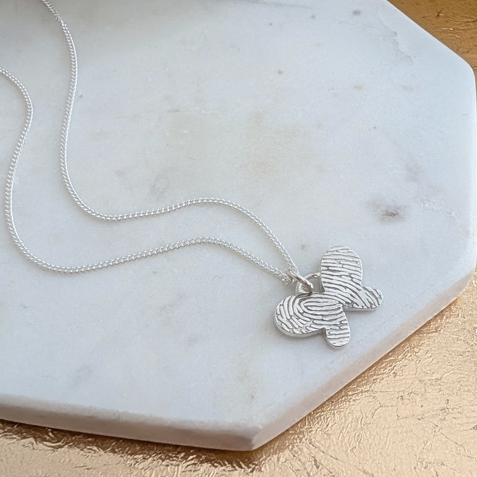 Silver Gold Fingerprint Keepsake Jewellery - Butterfly