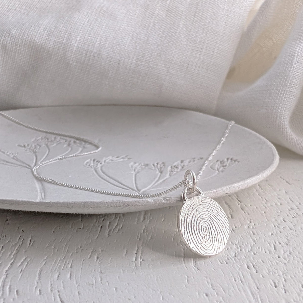 Silver Gold Fingerprint Disc Charm Necklace custom engraved with your own fingerprint