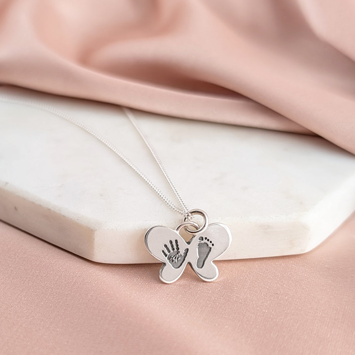 DAINTY BUTTERFLY HAND or FOOTPRINT CHARM