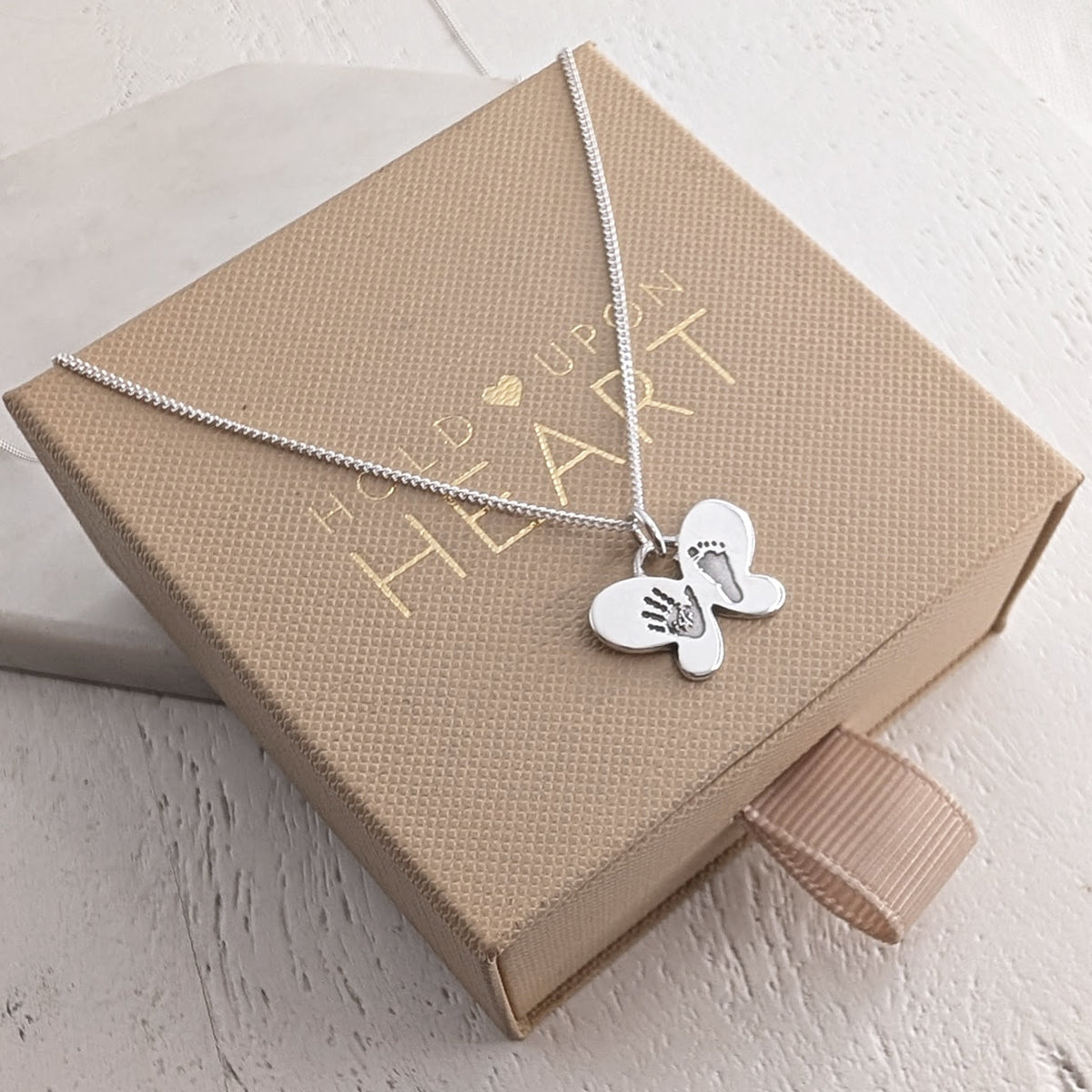 DAINTY BUTTERFLY HAND or FOOTPRINT CHARM