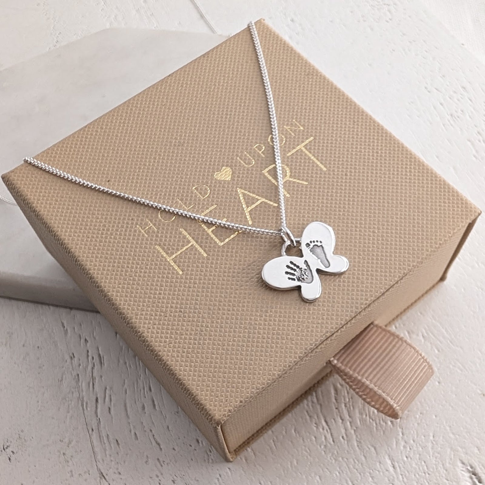 DAINTY BUTTERFLY HAND or FOOTPRINT CHARM