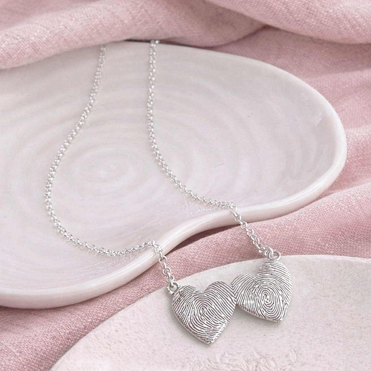 FINGERPRINT DOUBLE HEART NECKLACE