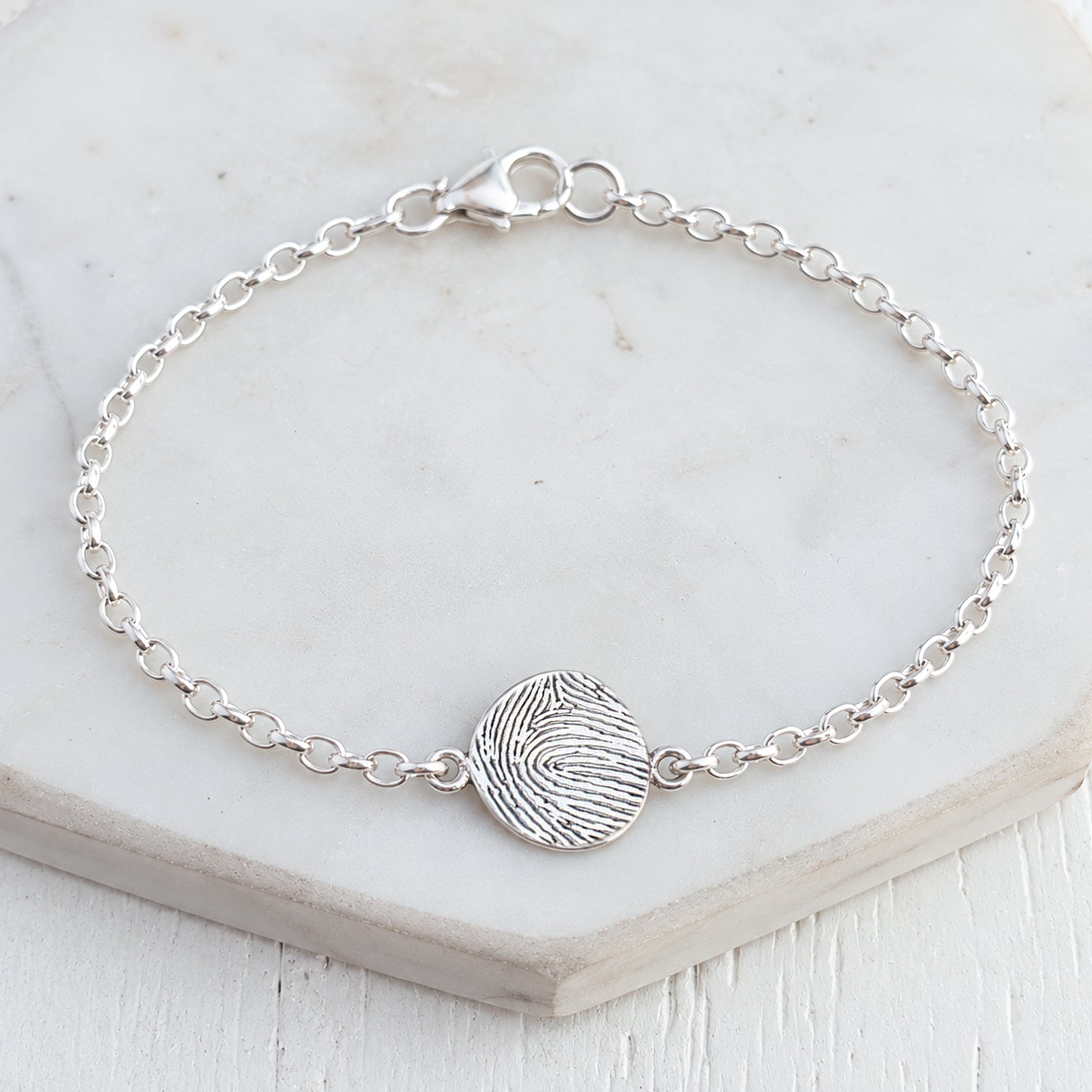 Personalised fingerprint charm bracelet | Memorial jewellery