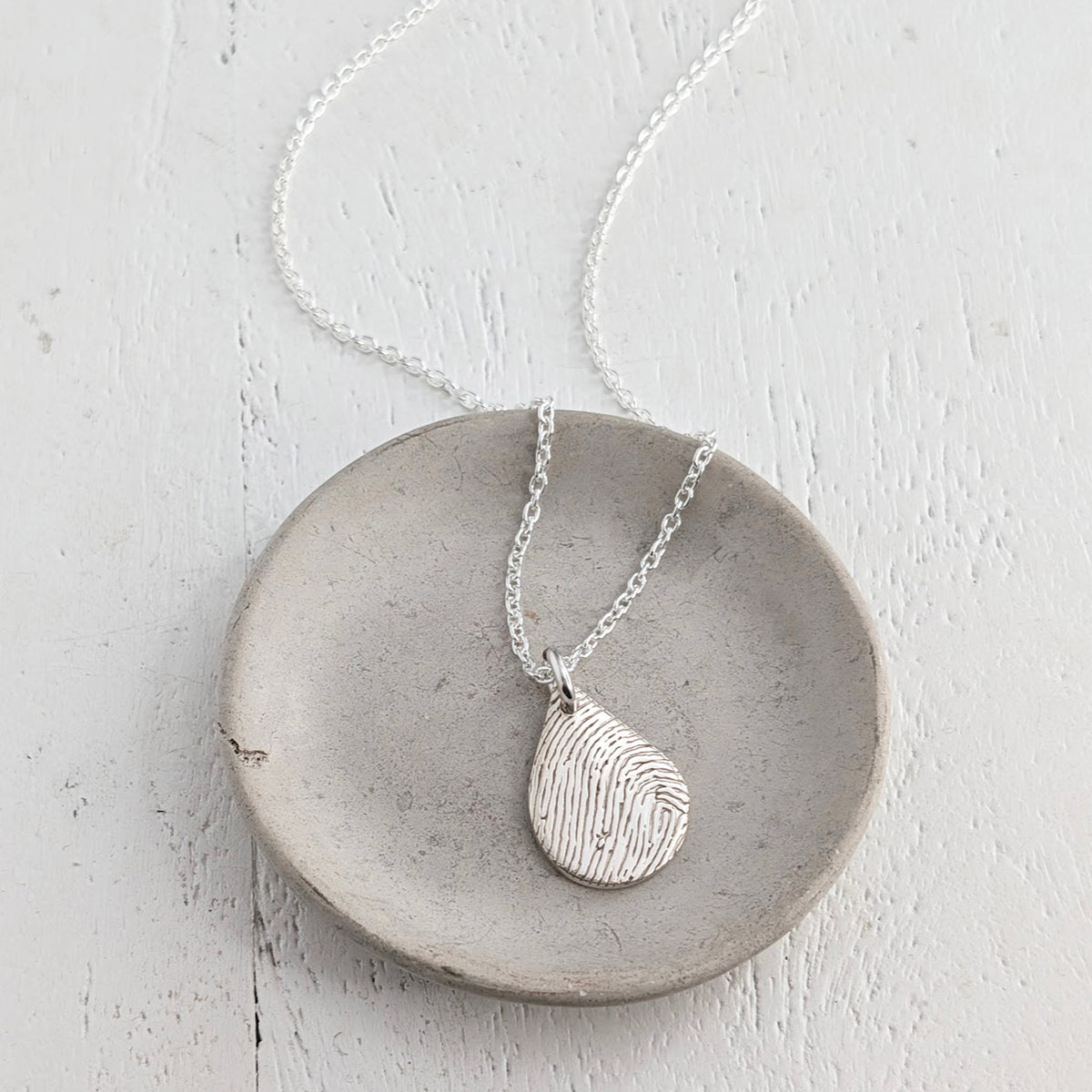 Silver memorial fingerprint necklace