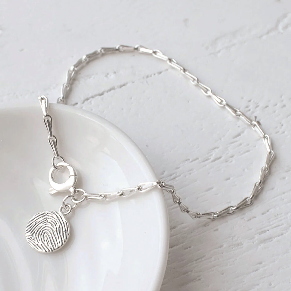 fingerprint dot charm with hayseed bracelet | Silver or Gold