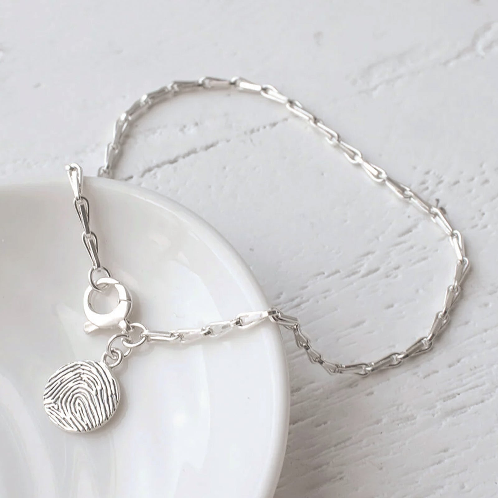 fingerprint dot charm with hayseed bracelet | Silver or Gold