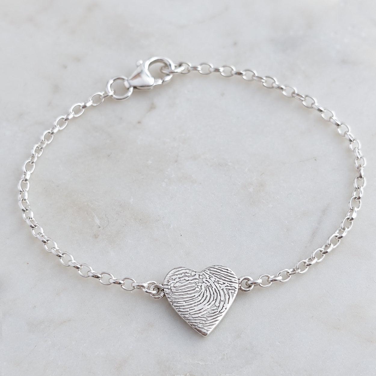 Memorial Fingerprint Heart Charm Bracelet