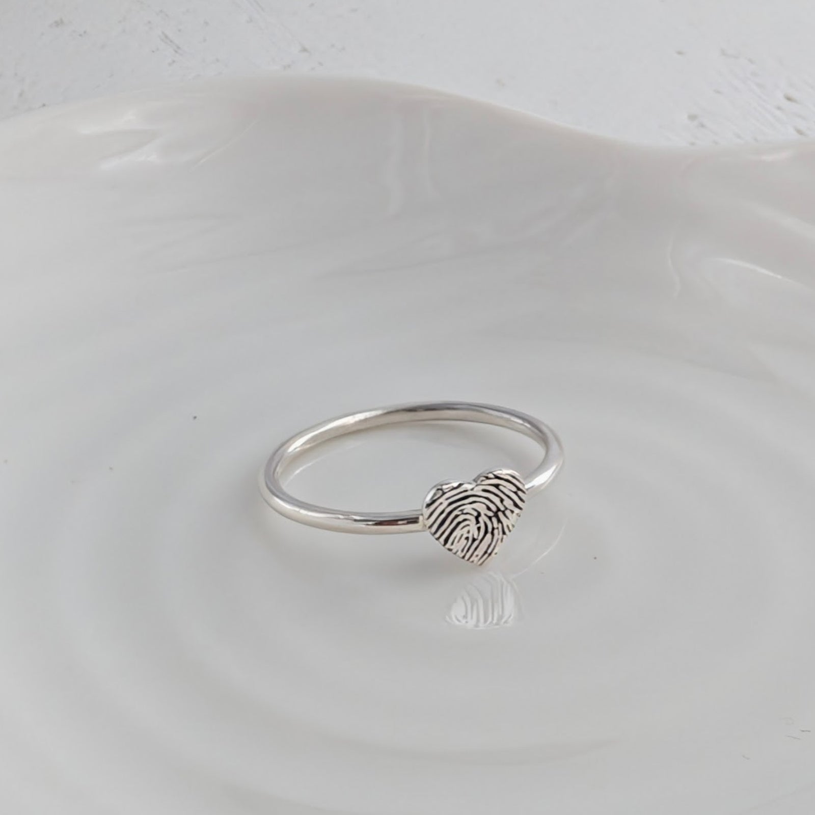 Gold Memorial Fingerprint Heart Ring