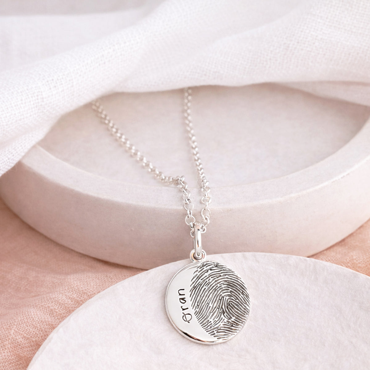 Silver Fingerprint Charm Necklace