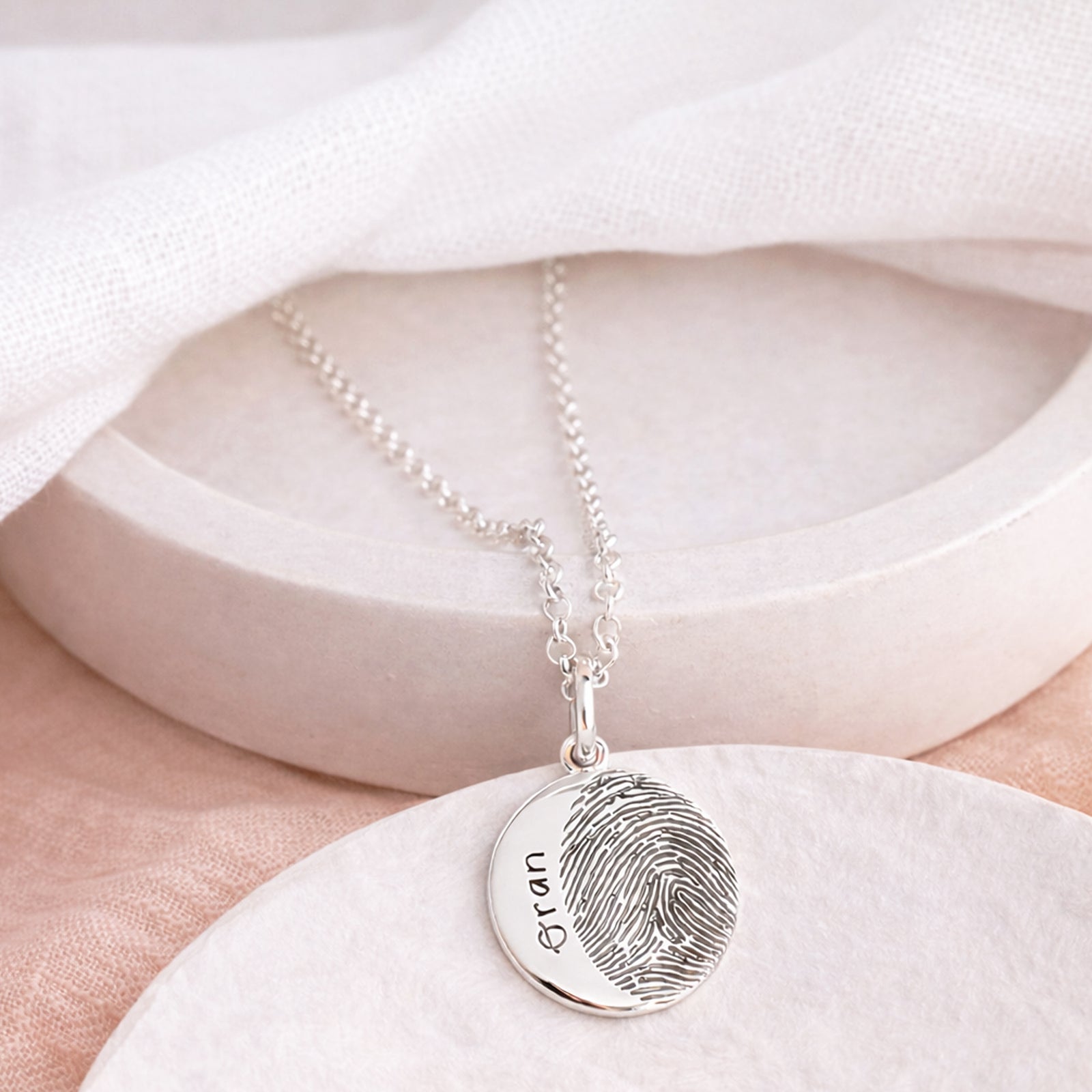 Silver Fingerprint Charm Necklace