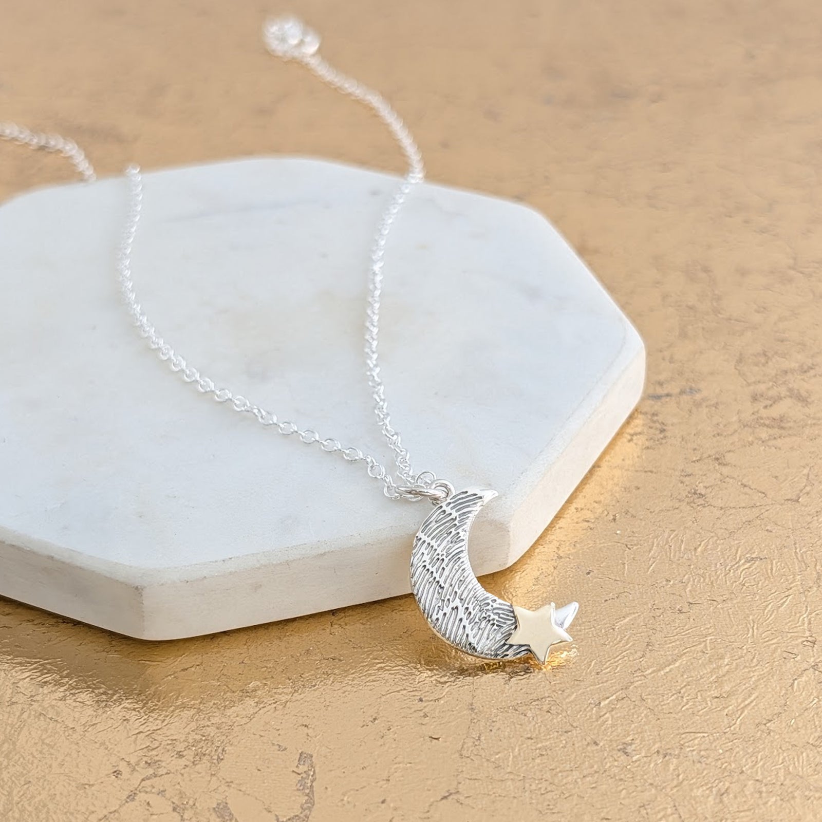 LOVED TO THE MOON & STARS FINGERPRINT PENDANT