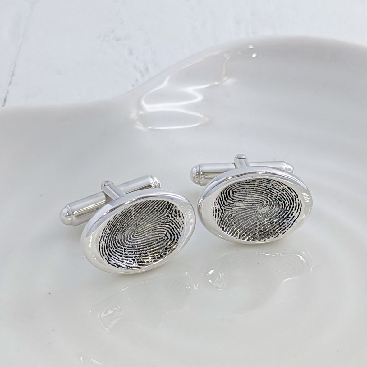 Fingerprint cufflinks - handmade in sterling silver