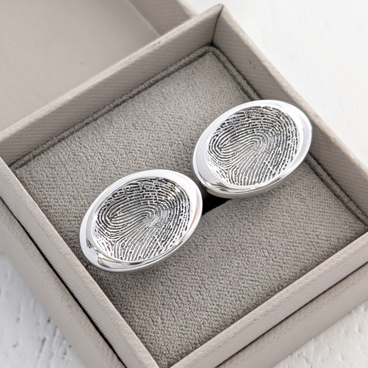 Wedding cufflinks personalised with fingerprints