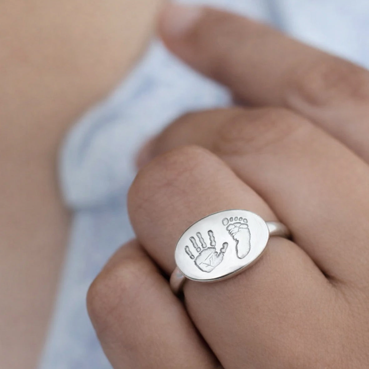 Handprint Footprint Oval Ring