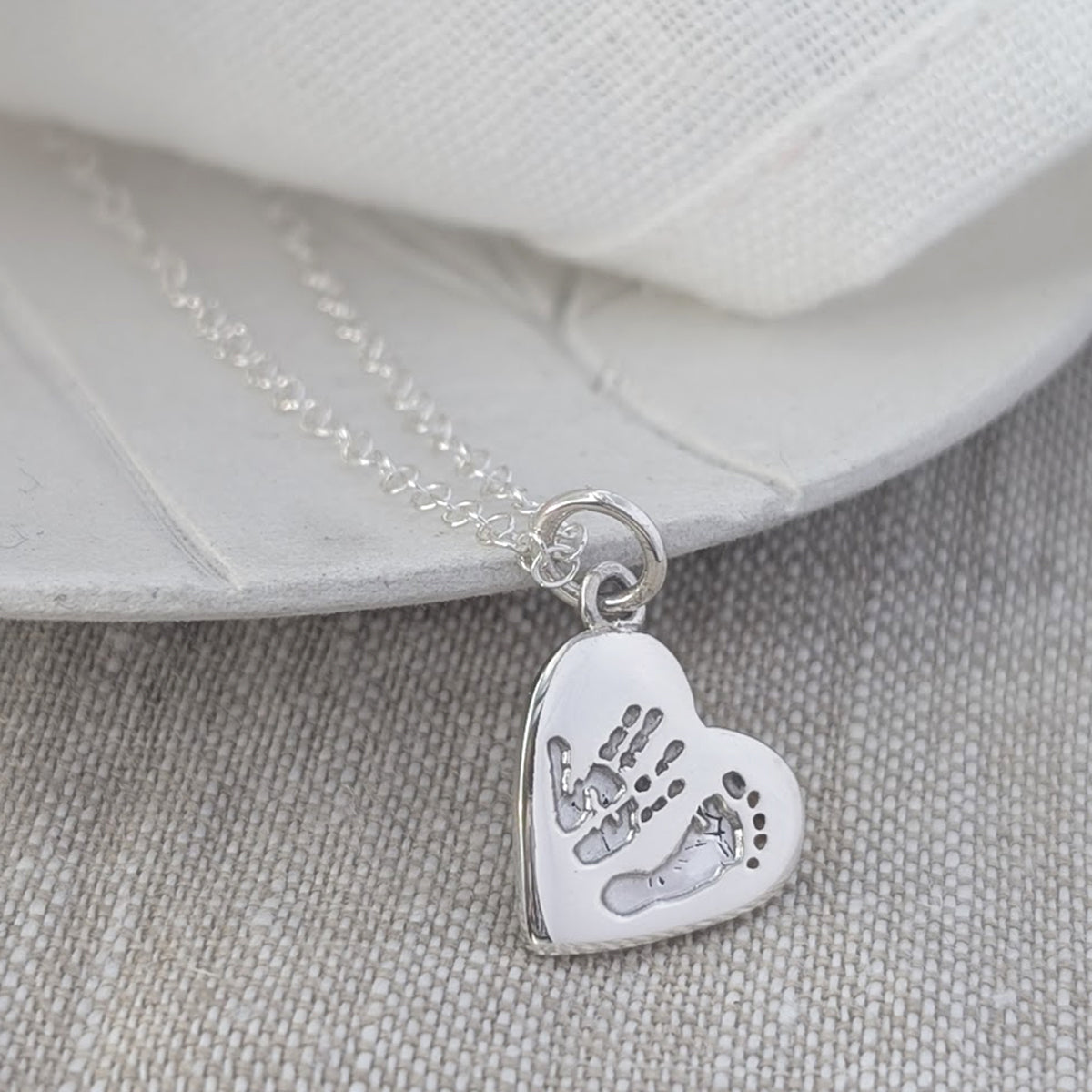 Handprint Footprint Heart Charm - Silver &amp; Gold - Baby Handprint Keepsake