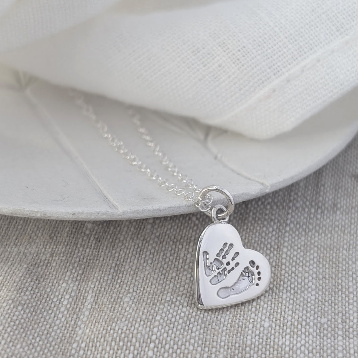 HANDPRINT &amp; FOOTPRINT HEART CHARM