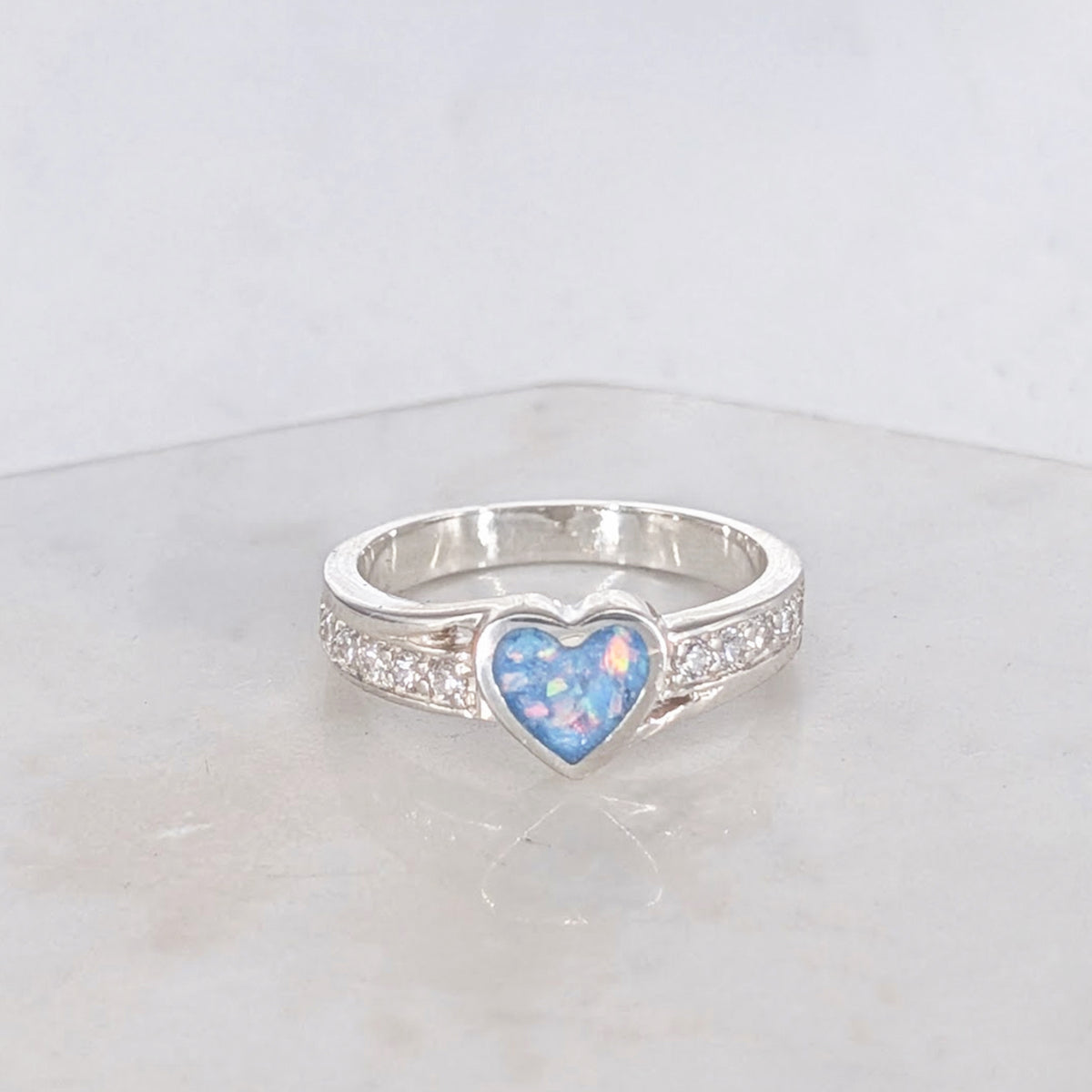 Heart memorial ashes ring in sterling silver with sparkling cubic zirconia 