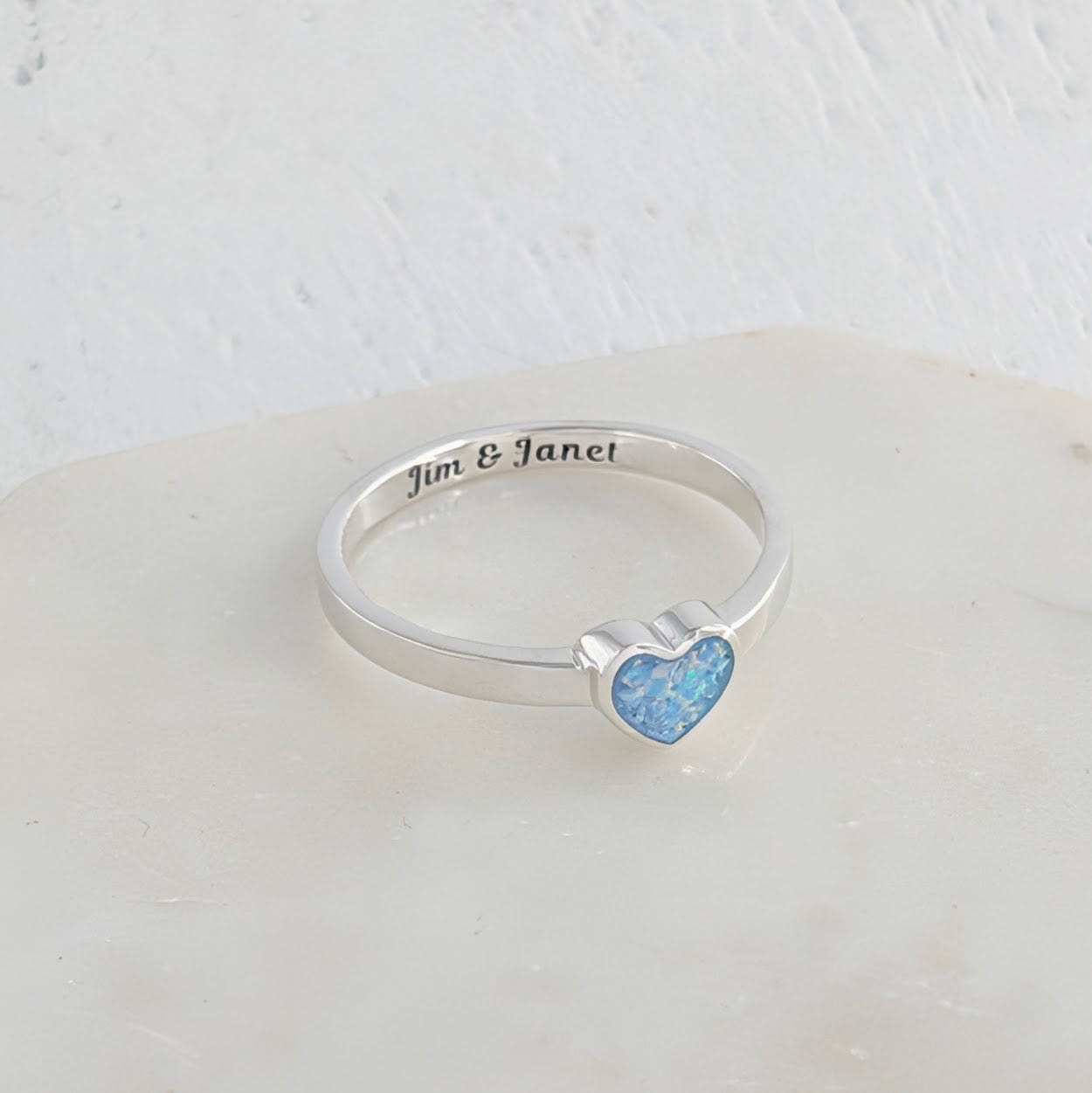 Memorial Ashes Heart Ring in sterling silver