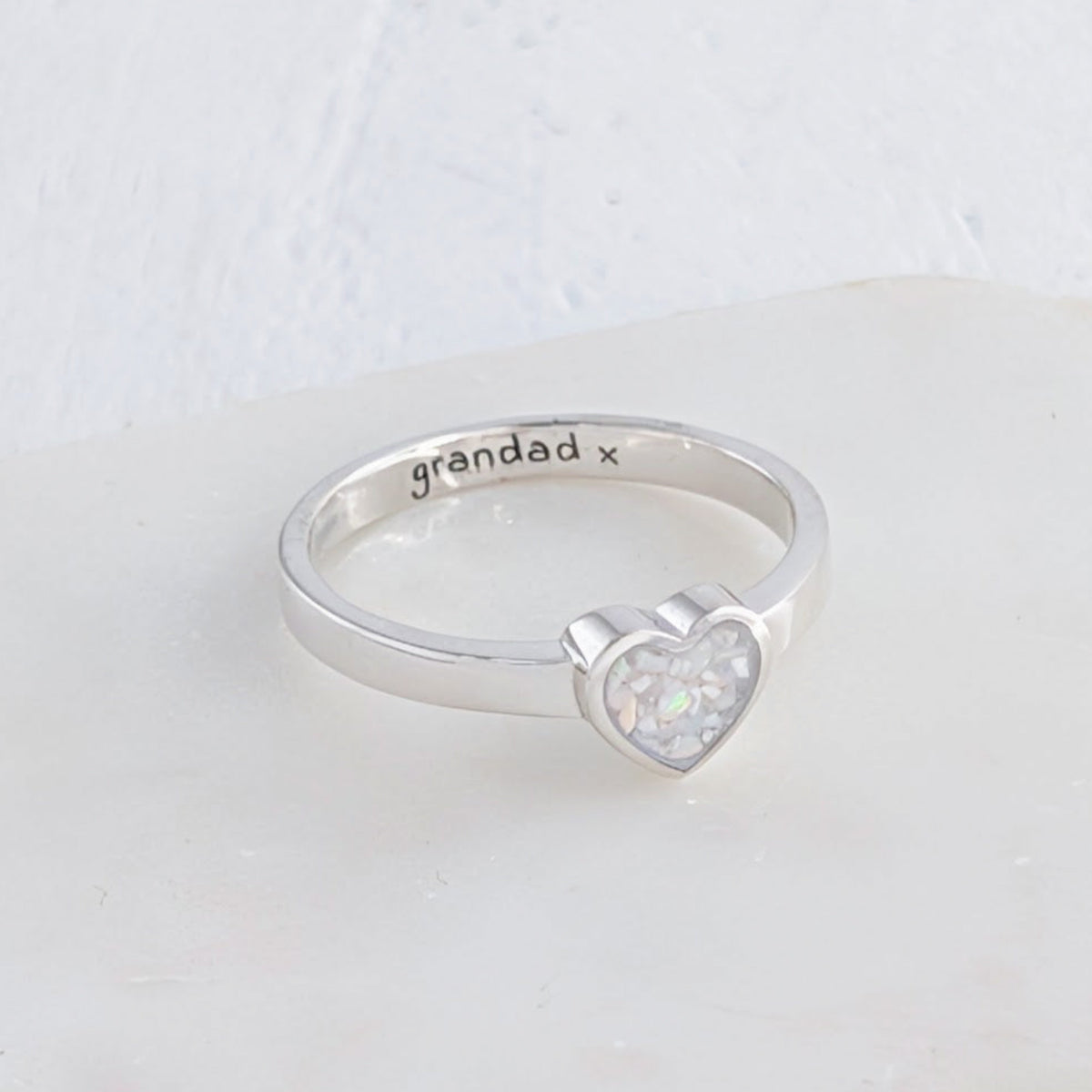 Memorial Ashes Heart Ring in sterling silver