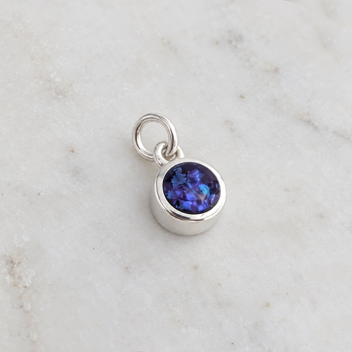 Memorial Ashes Charm - sterling silver and opal