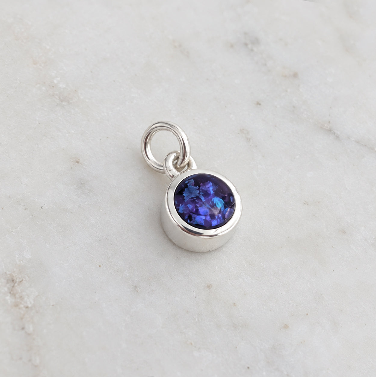 Memorial Ashes Charm - sterling silver and opal