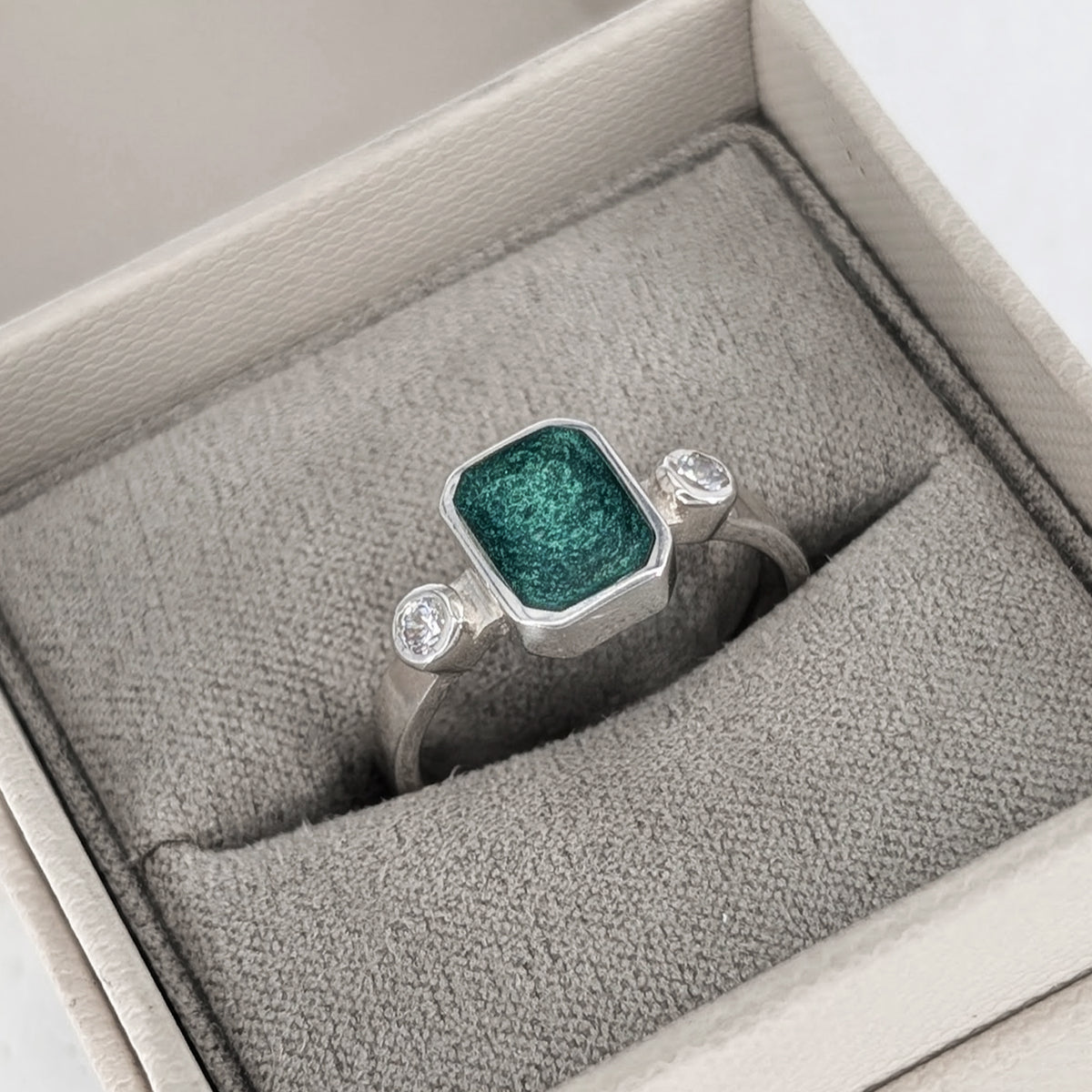 Sterling silver ring for loved one’s cremation ashes