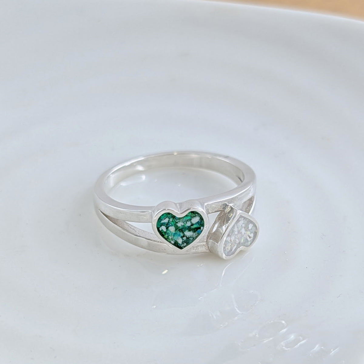 Memorial Ashes double heart ring