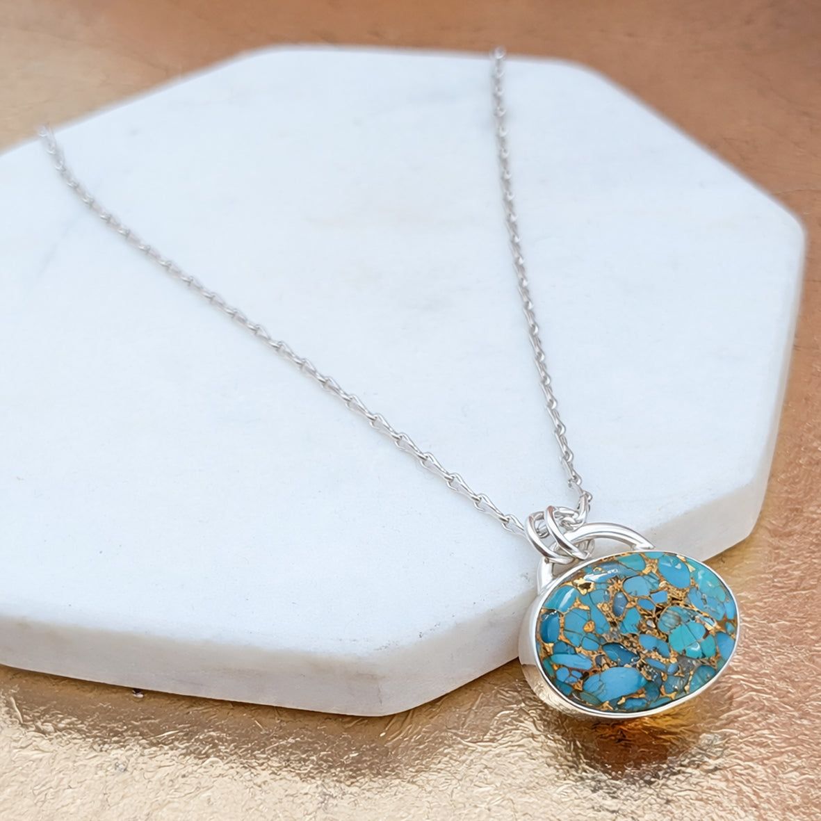 Memorial Ashes Turquoise Pendant Necklace