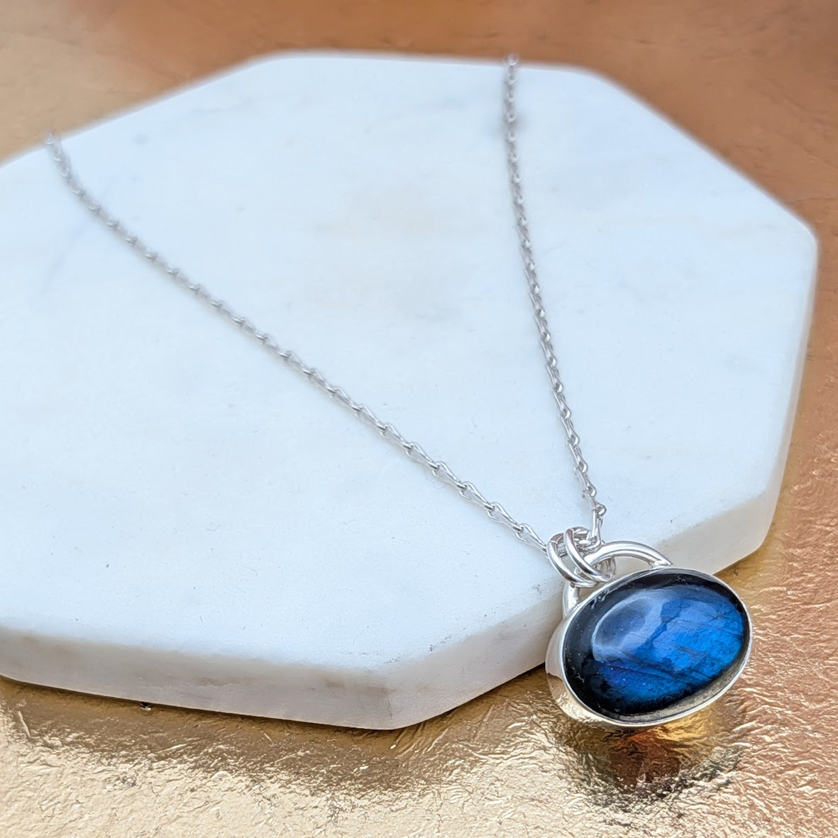 Memorial Ashes Labradorite Gemstone Pendant Necklace