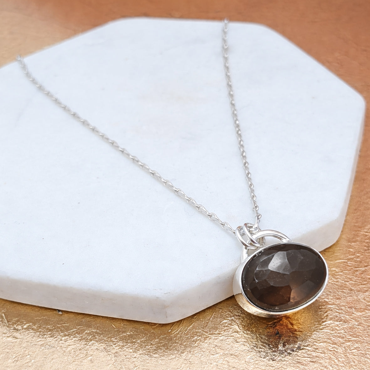 Memorial Ashes Smokey Quartz Gemstone Pendant Necklace